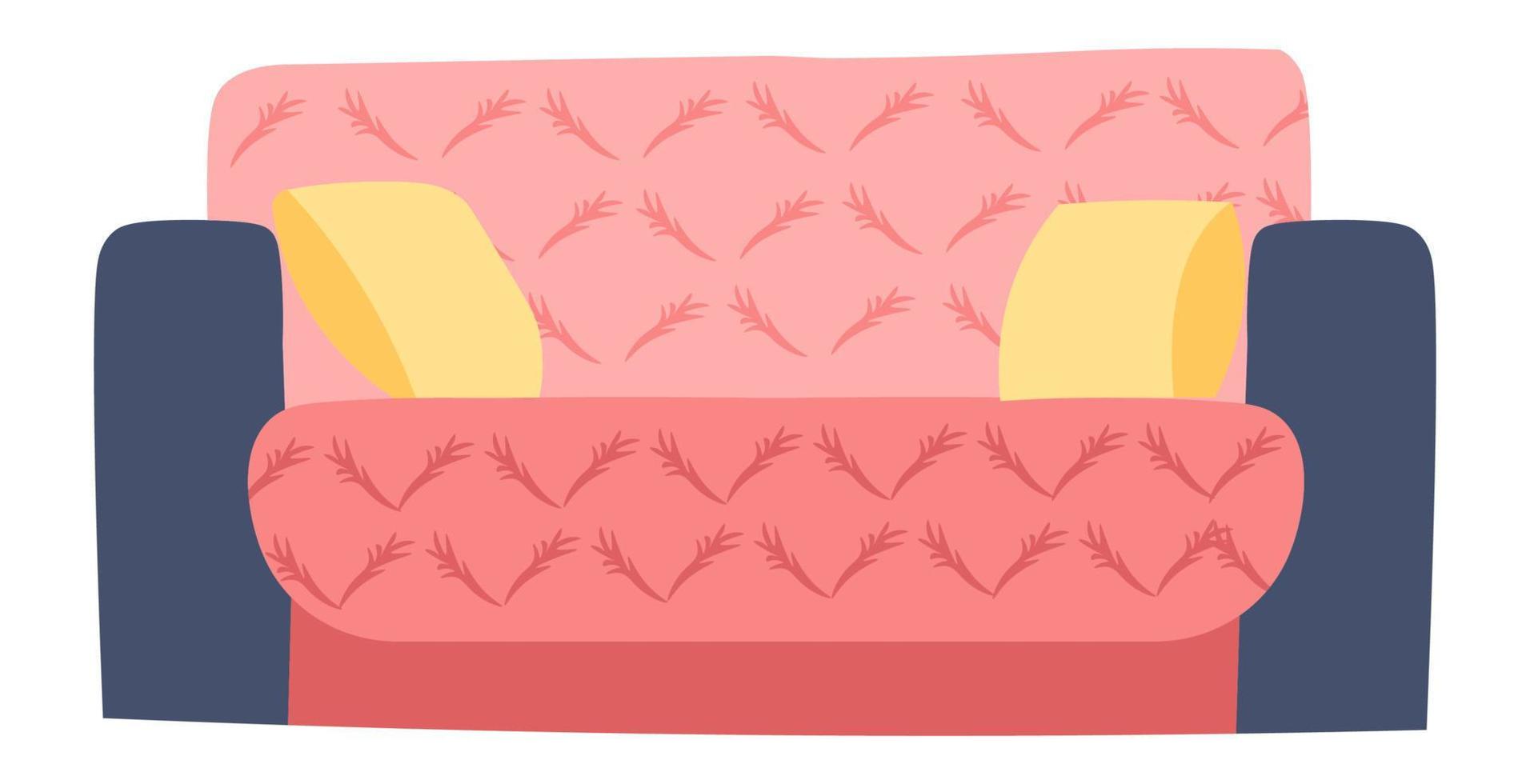 Sofa with pillows and soft handles interior design vector