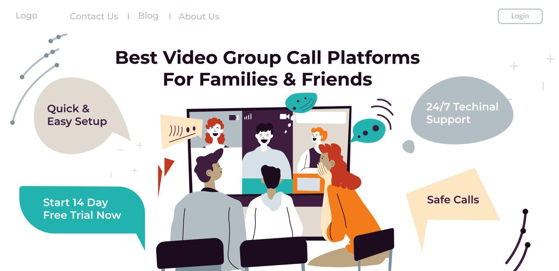 Best video group call platform for friends vector