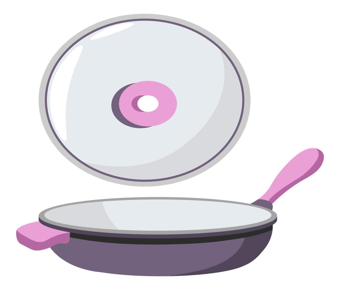 Frying pan kitchenware bowl skillet with lid cap vector