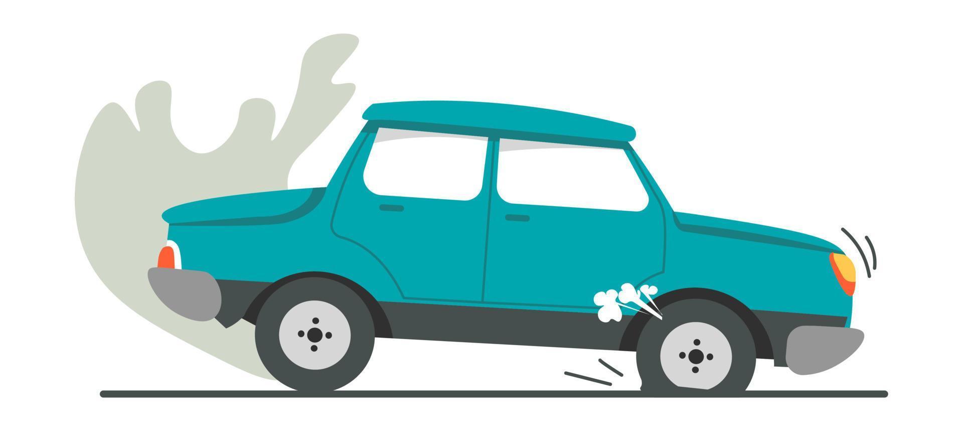 Car breakdown, smoke from vehicle, auto crash vector