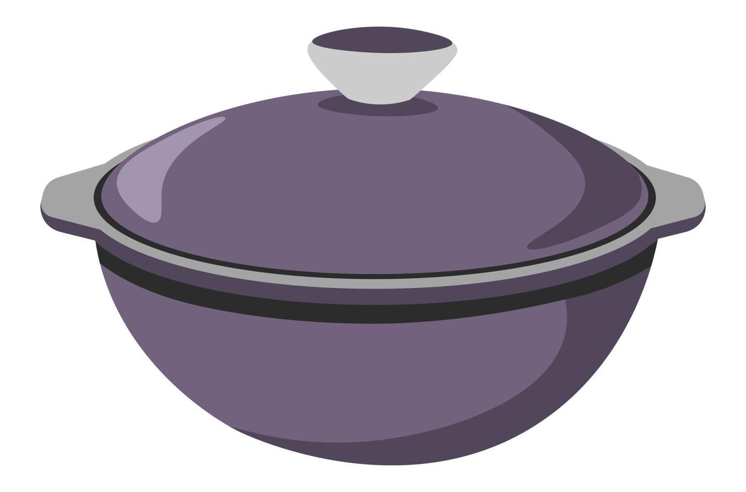 Saucepan with thick sides and lid with handle vector