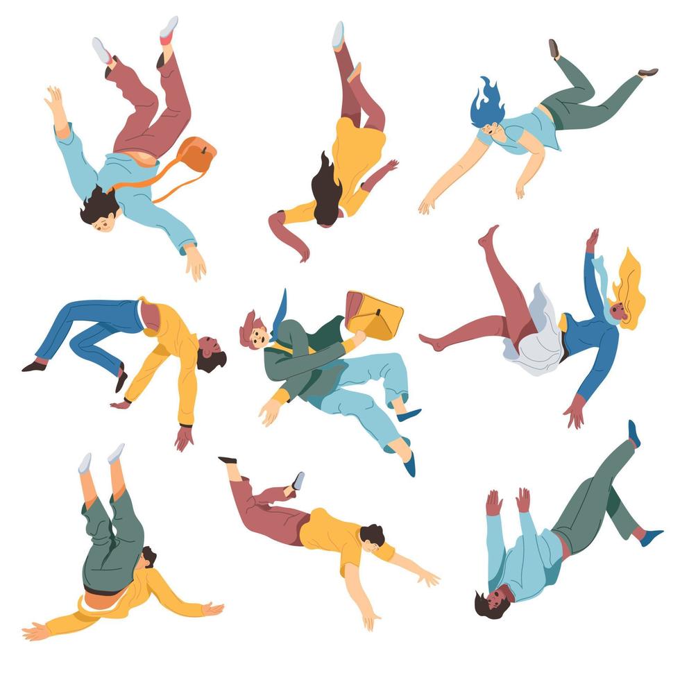 Clumsy people falling down by accident vector