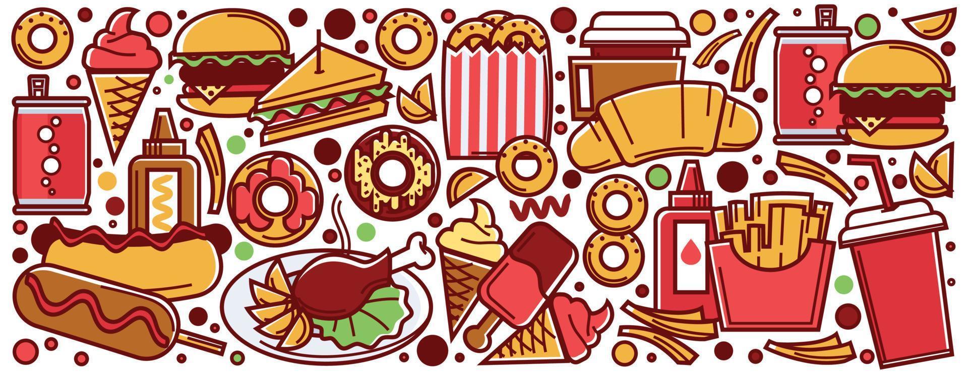 Fast food beverages and dishes, traditional meal vector