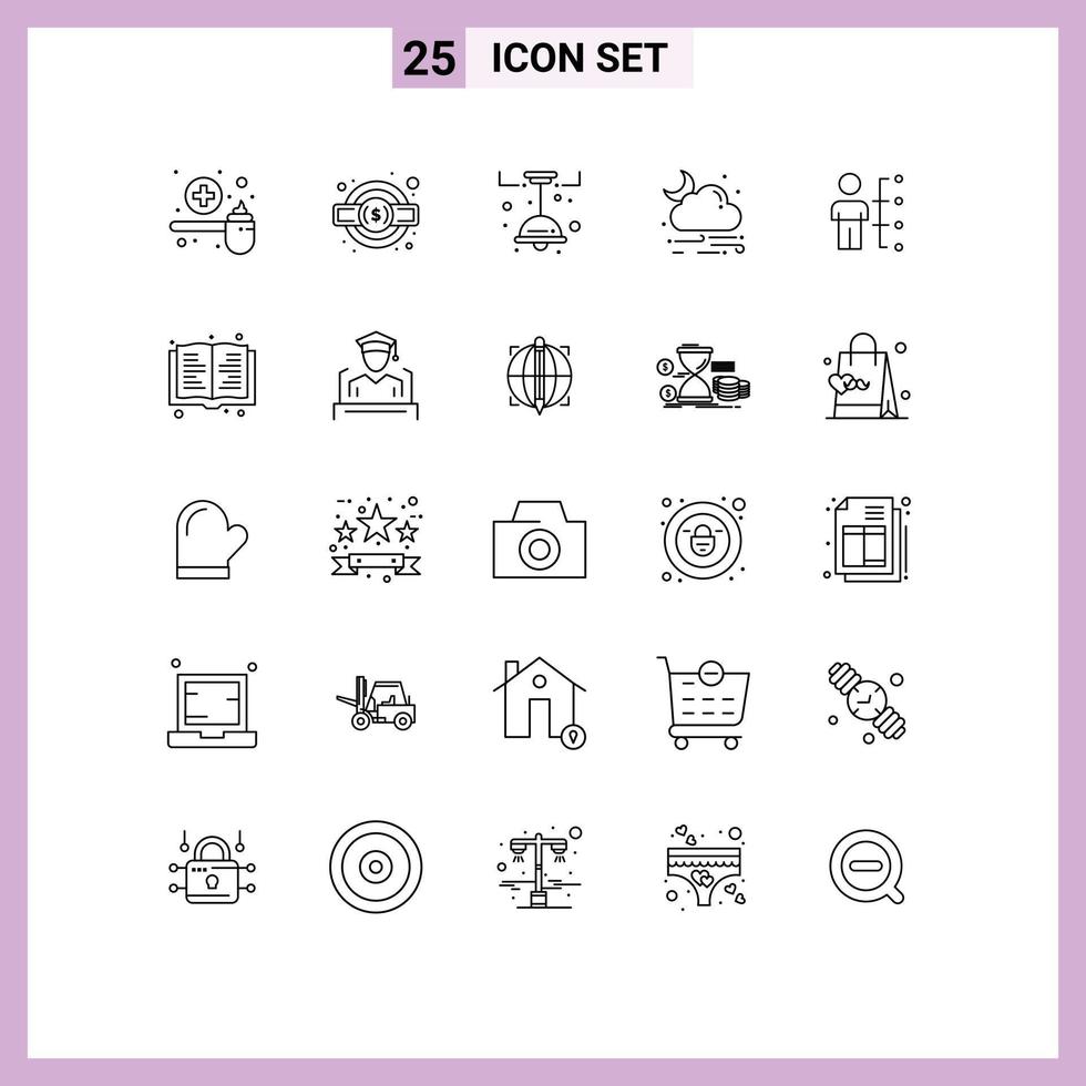 Universal Icon Symbols Group of 25 Modern Lines of skills rain service legal cloud decorate Editable Vector Design Elements