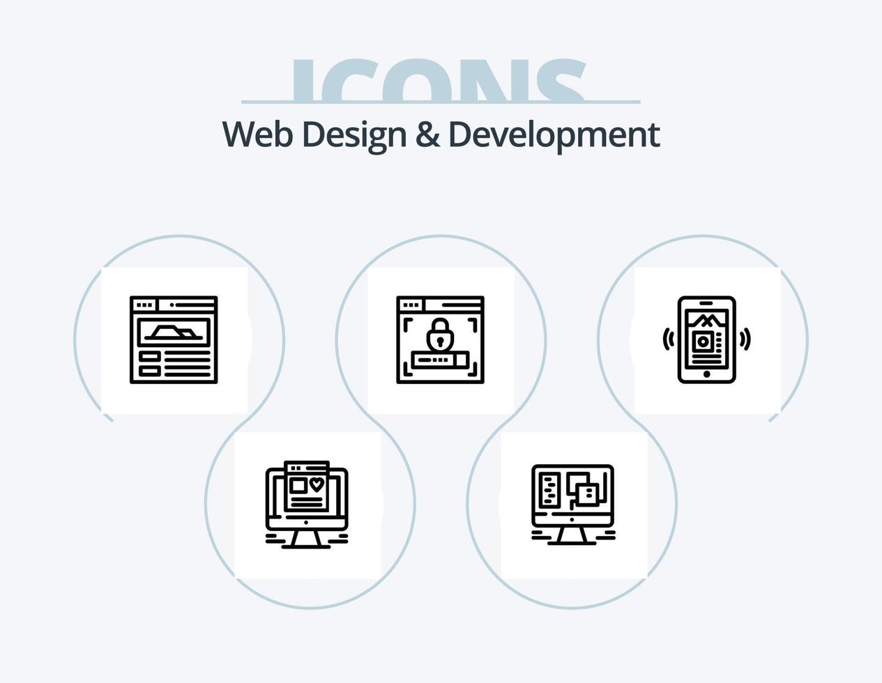 Web Design And Development Line Icon Pack 5 Icon Design. web. analytics. design. pen tool. designing vector