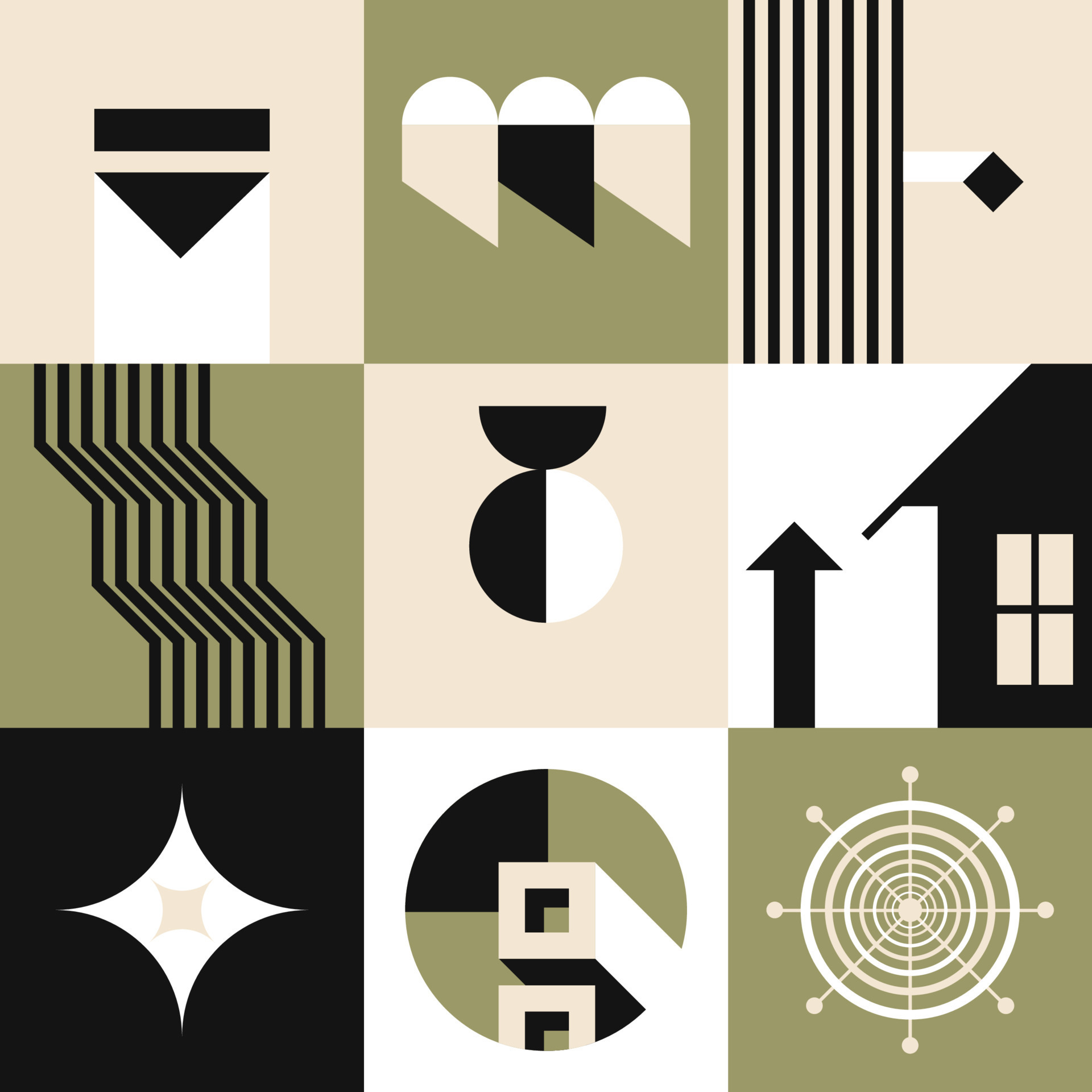 arte abstracto moderno, cuadrícula o formas geométricas con formas