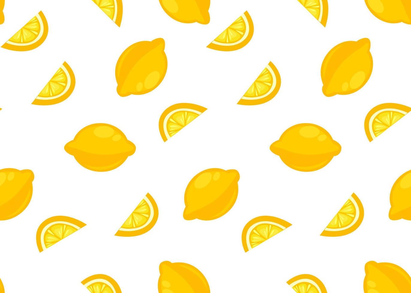 Lemons whole and sliced pieces, seamless pattern vector
