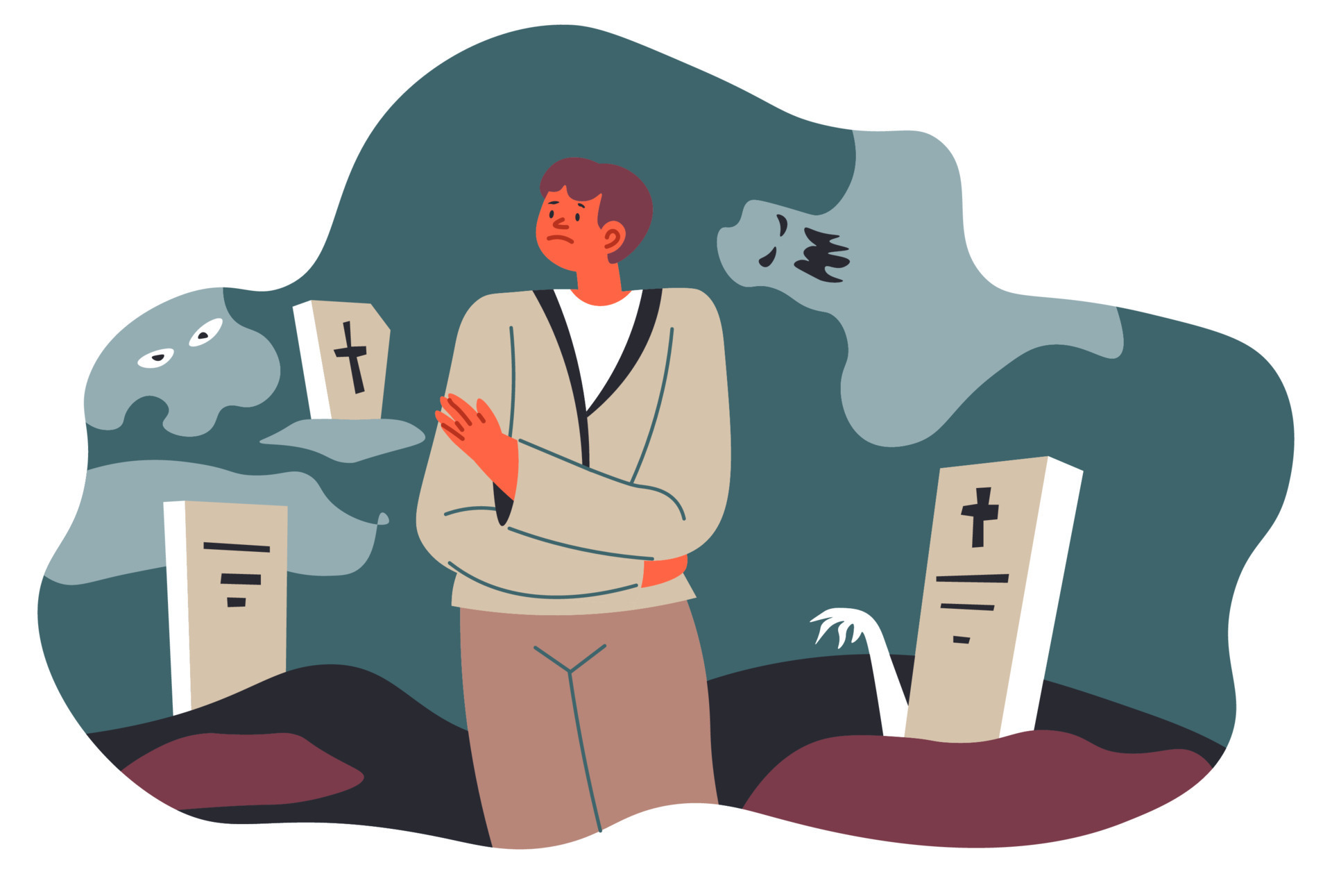 Phasmophobia man afraid of ghosts and zombies 17742809 Vector Art at