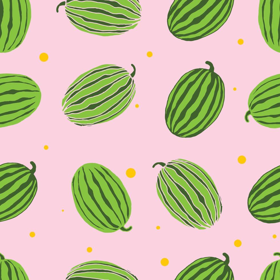 dibujo a mano aislado de sandía con un fondo rosa. una gran fruta de verano. ilustrador vectorial vector