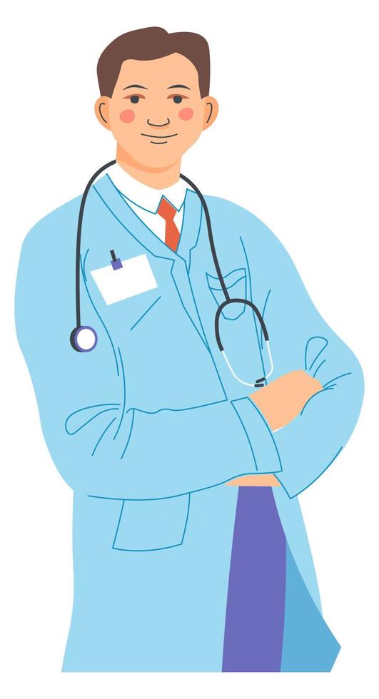 Doctor with stethoscope, general practitioner vector