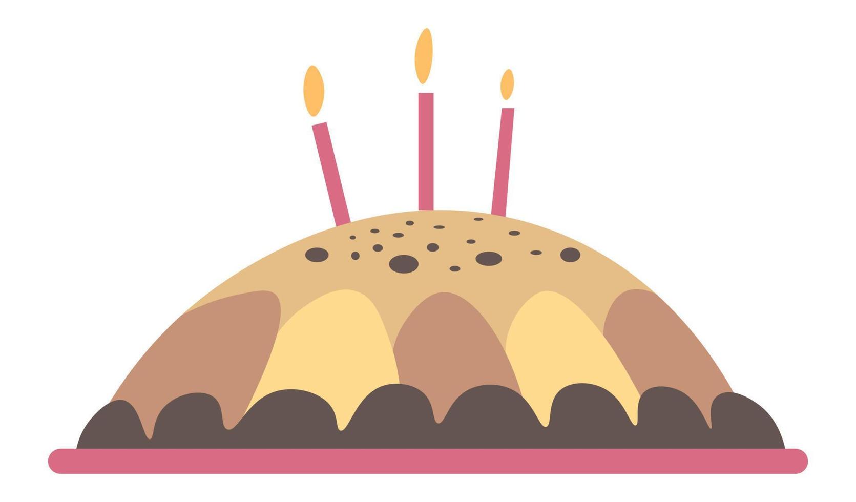 Birthday cake or pie with candles and frosting vector