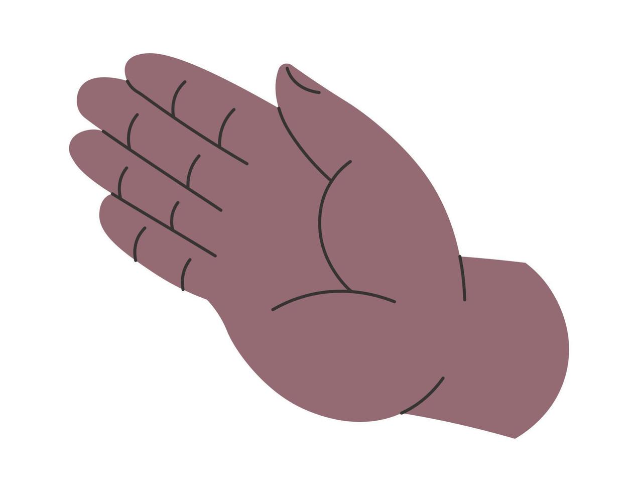 mano que muestra la señal de stop gesticulando y comunicando vector