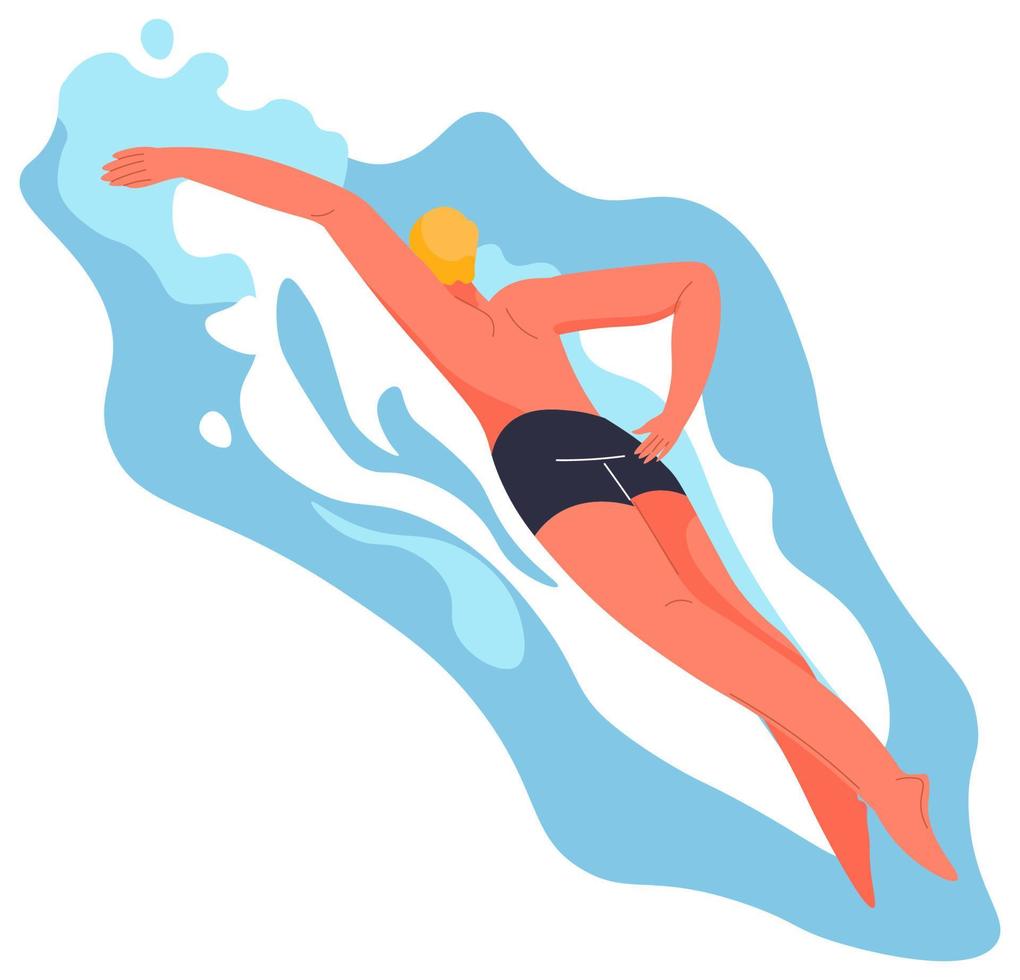 Swimming in pool, sea or ocean water summer hobby vector