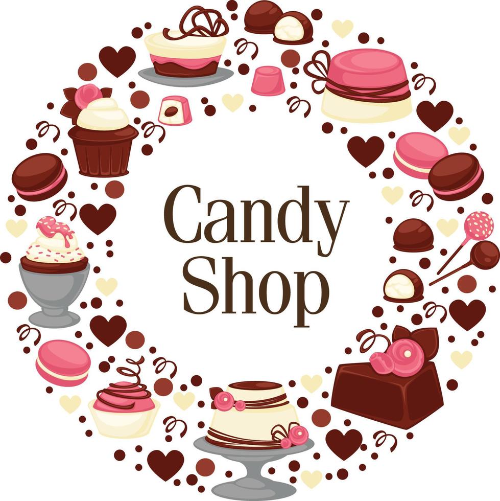 Candy shop banner with sweets and chocolate vector