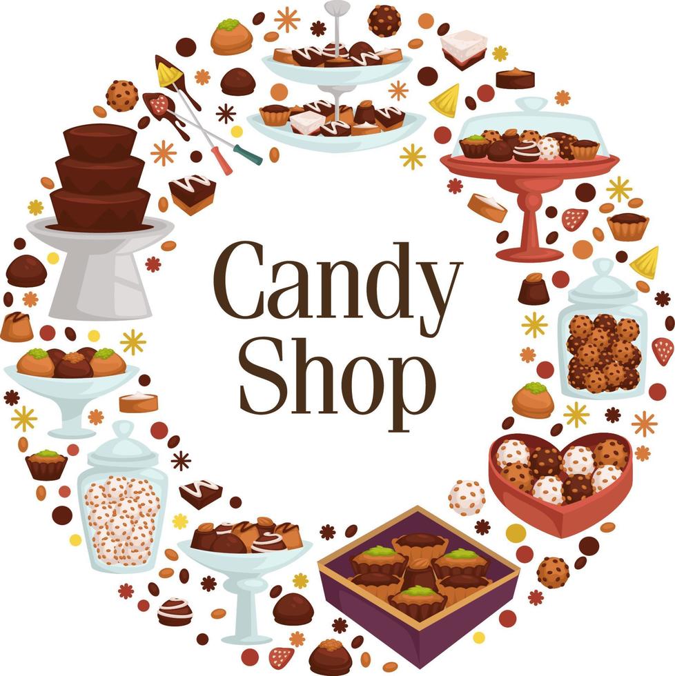 Candy shop store or shop with assortment of sweets vector