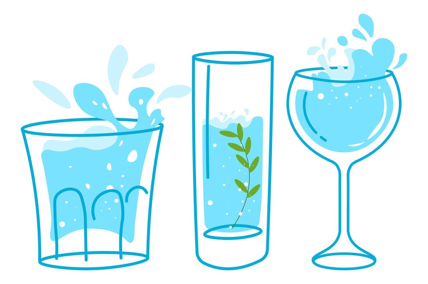 Purified water, lemonade with fresh herbs branch vector
