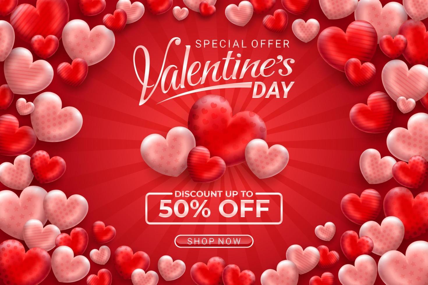 Sale special offer Happy Valentines Day greeting Background, set ...