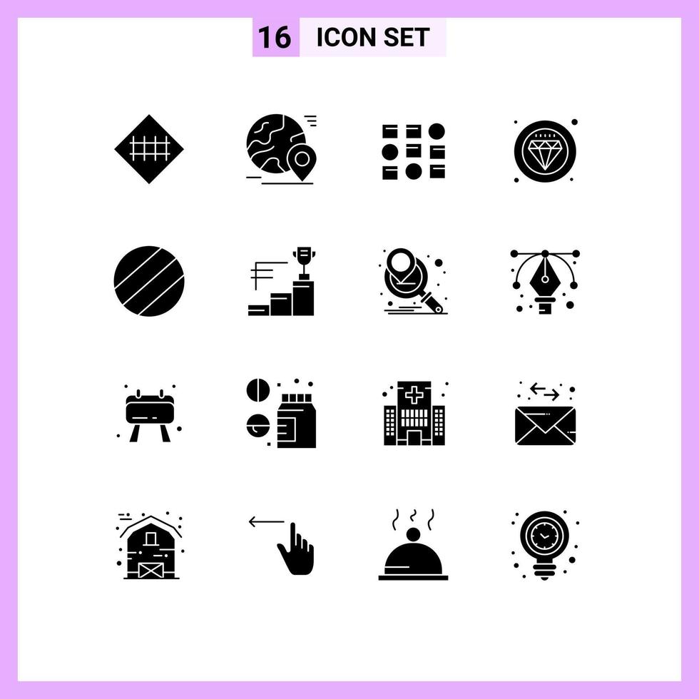 Stock Vector Icon Pack of 16 Line Signs and Symbols for service premium world label data scince Editable Vector Design Elements