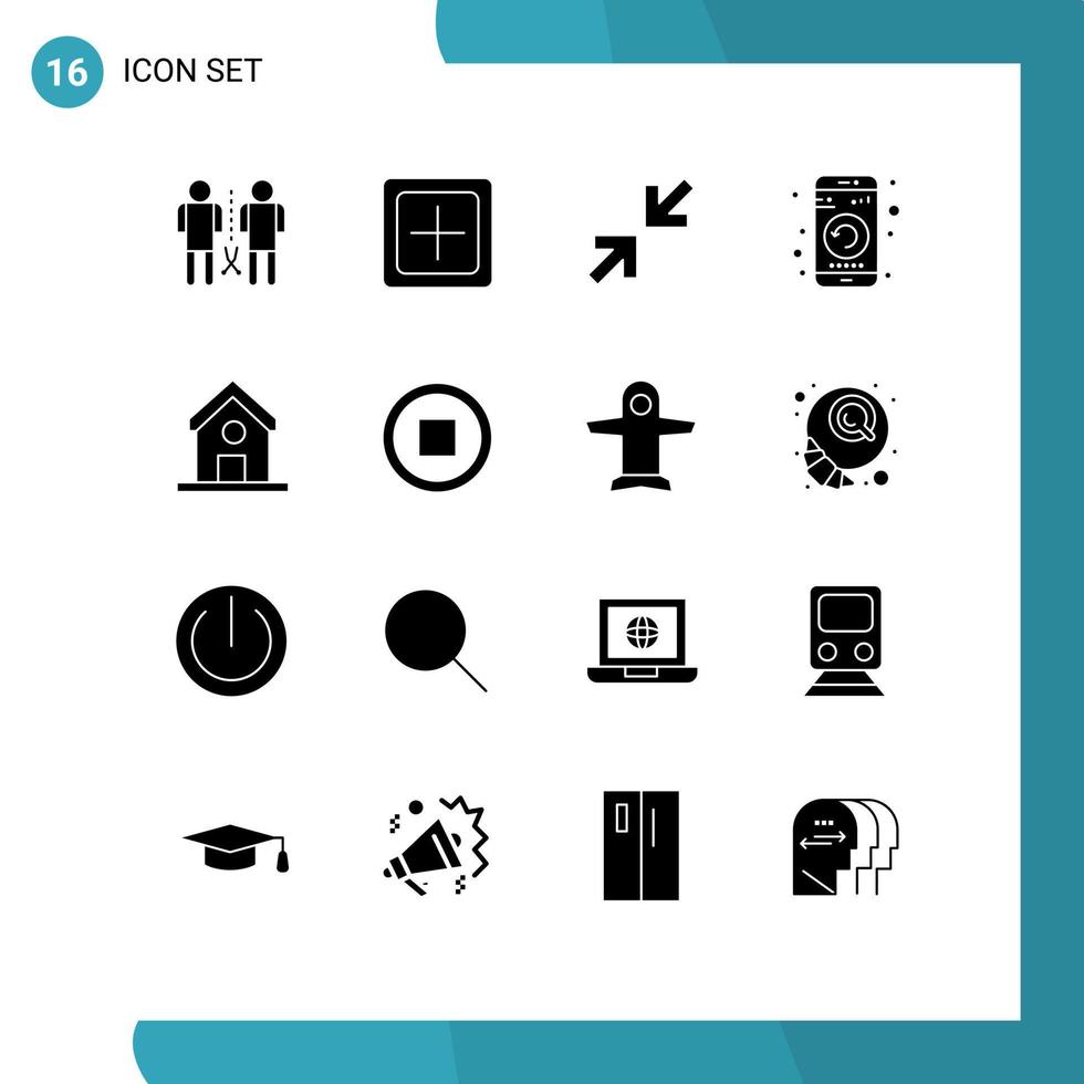 Set of 16 Modern UI Icons Symbols Signs for restart mobile new gadget zoom Editable Vector Design Elements