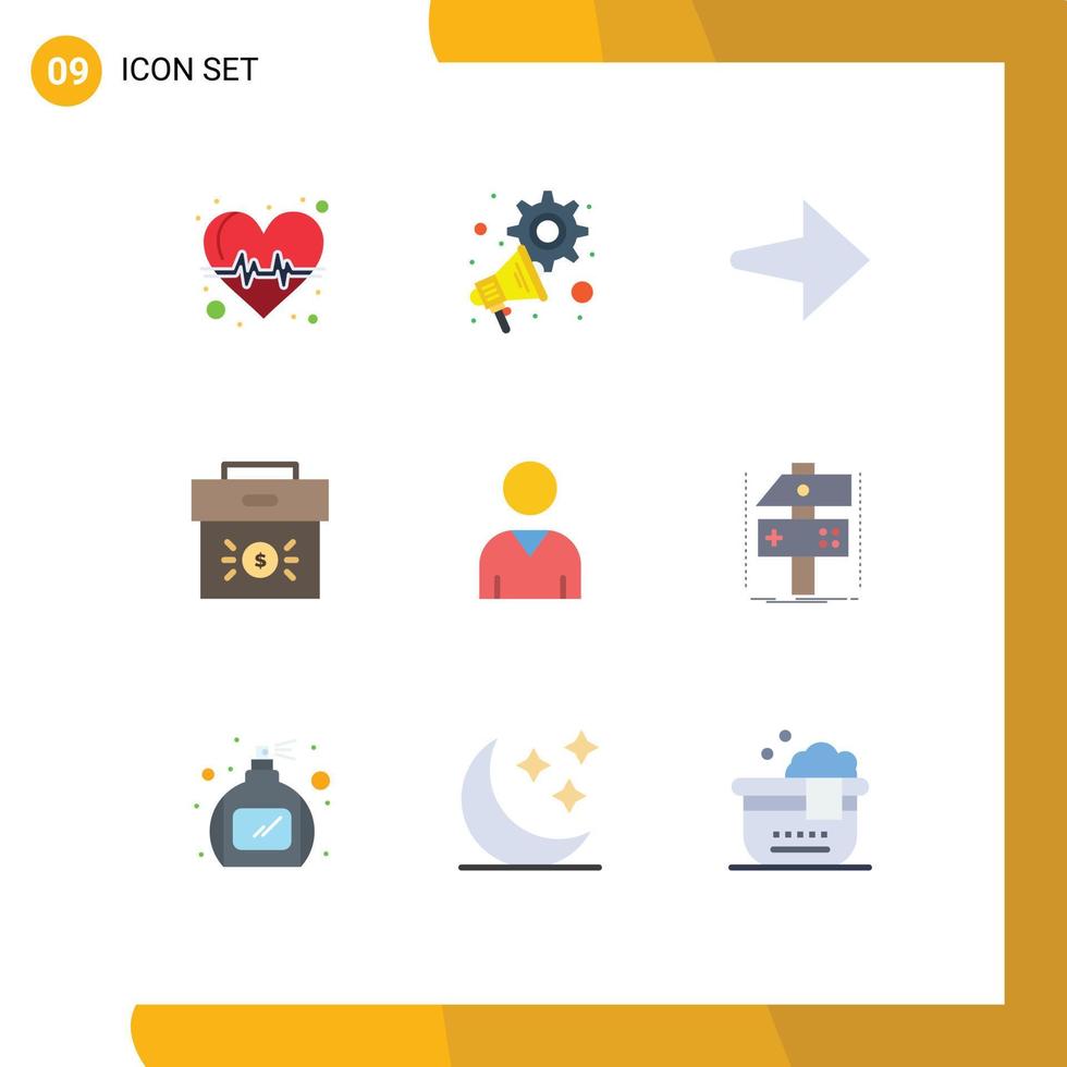 9 Universal Flat Colors Set for Web and Mobile Applications user avatar arrow investment corporate Editable Vector Design Elements