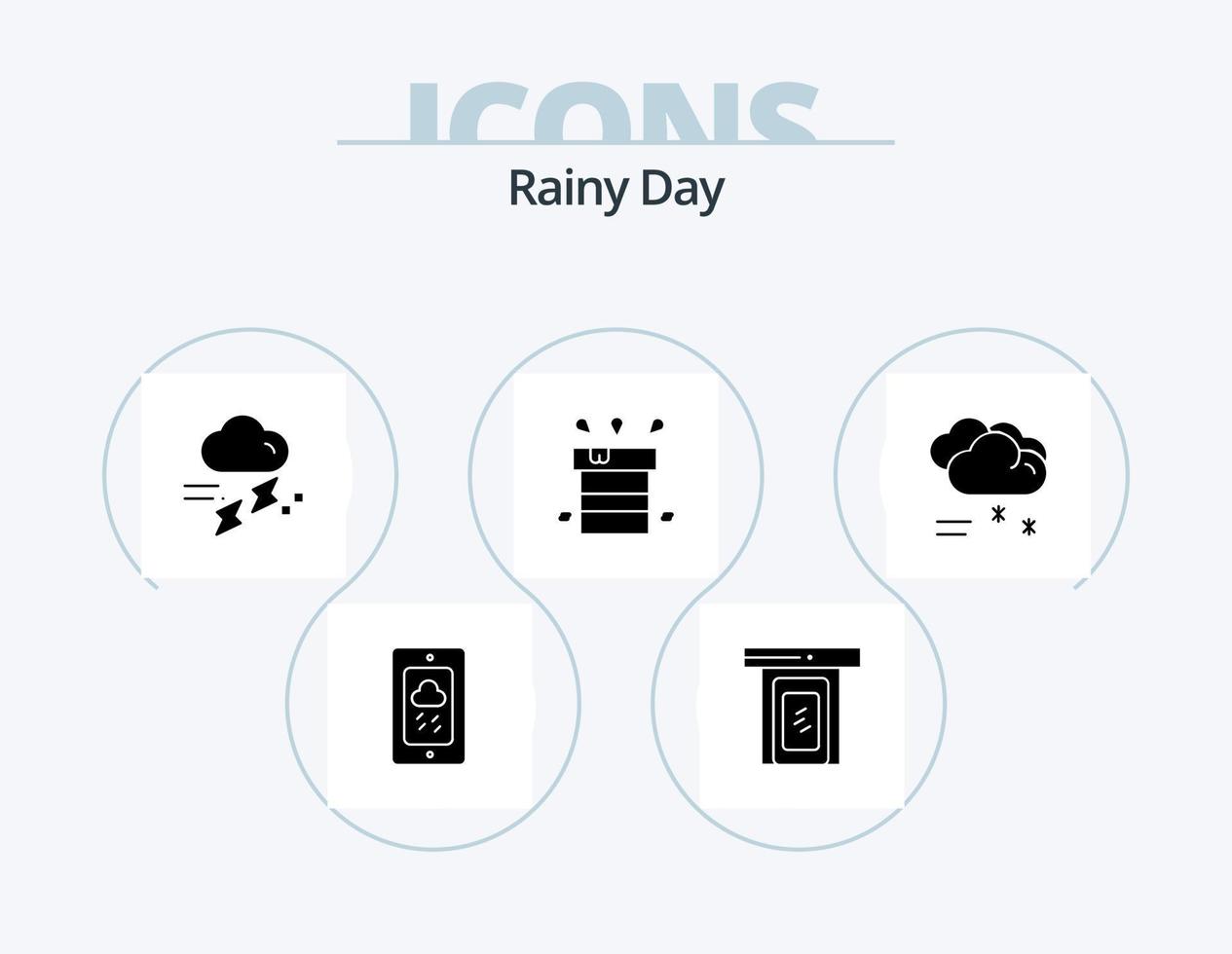 Rainy Glyph Icon Pack 5 Icon Design. water. miscellaneous. cloud. dry. thunder vector