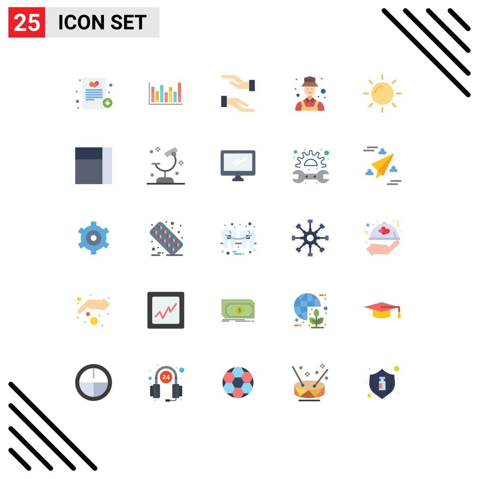 Modern Set of 25 Flat Colors and symbols such as sun nature care detect detective Editable Vector Design Elements