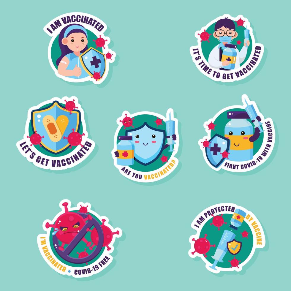 Vaccination Covid 19 Greeting Sticker Collection vector