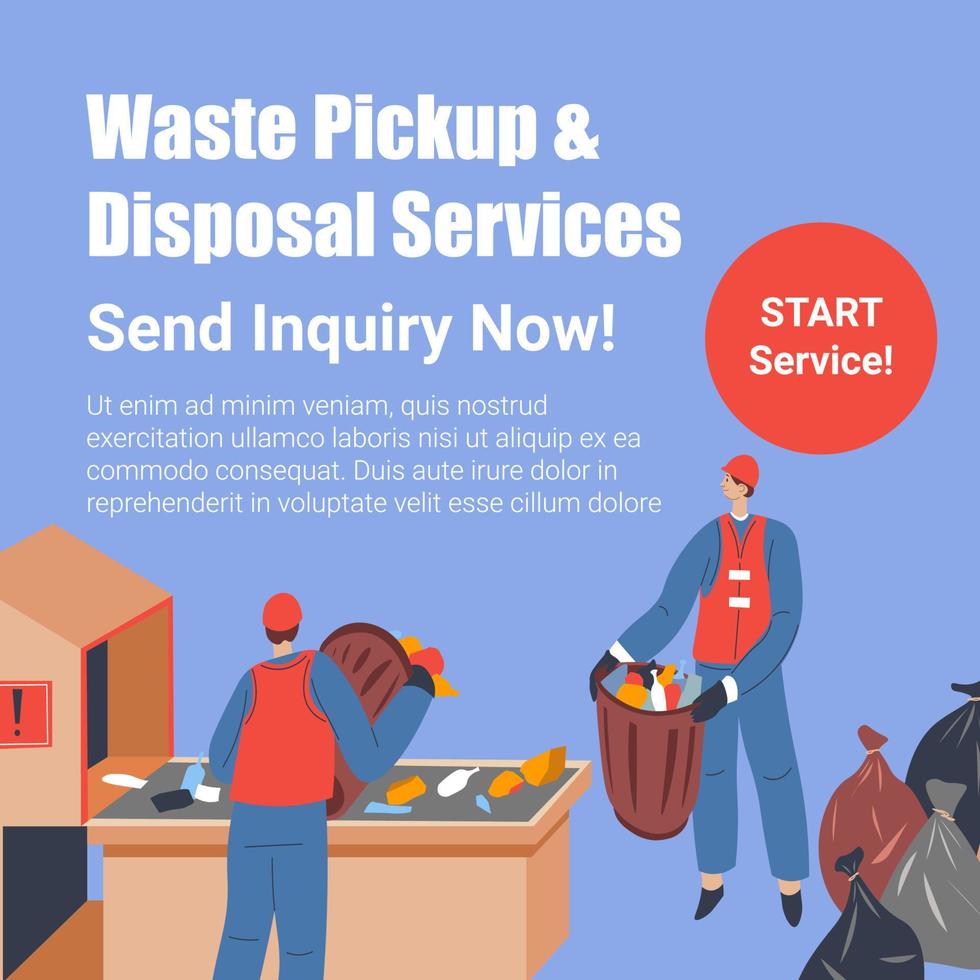 Waste pickup and disposal service, send inquiry vector