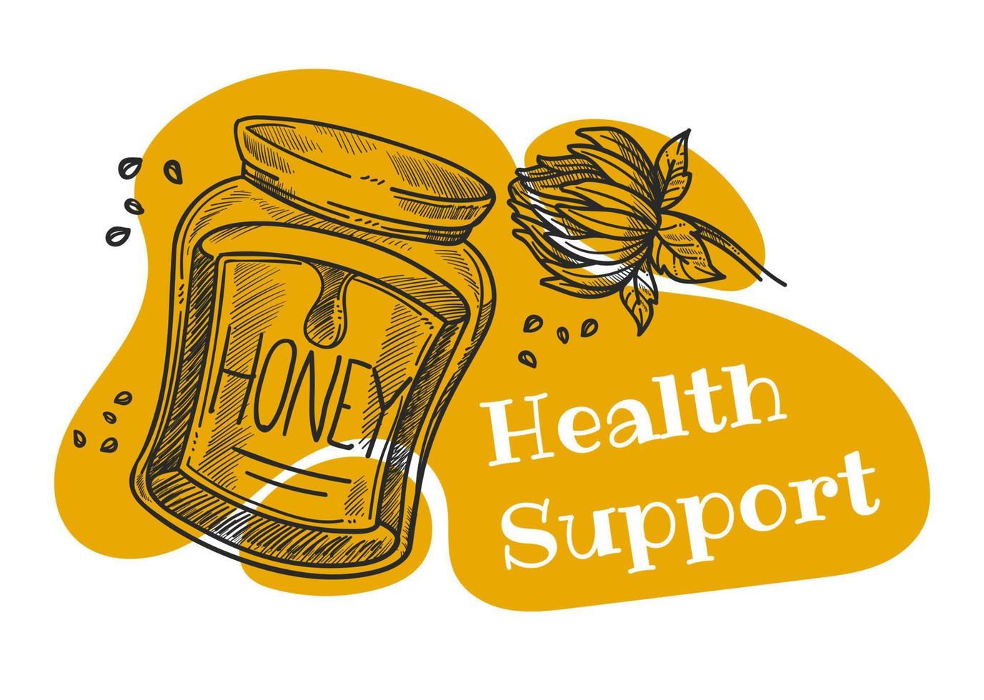 Health support by eating honey, natural product vector