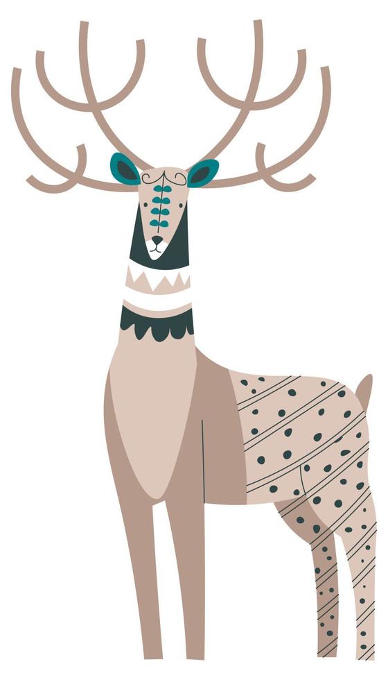 Deer animal, wildlife in forest or woods winter vector