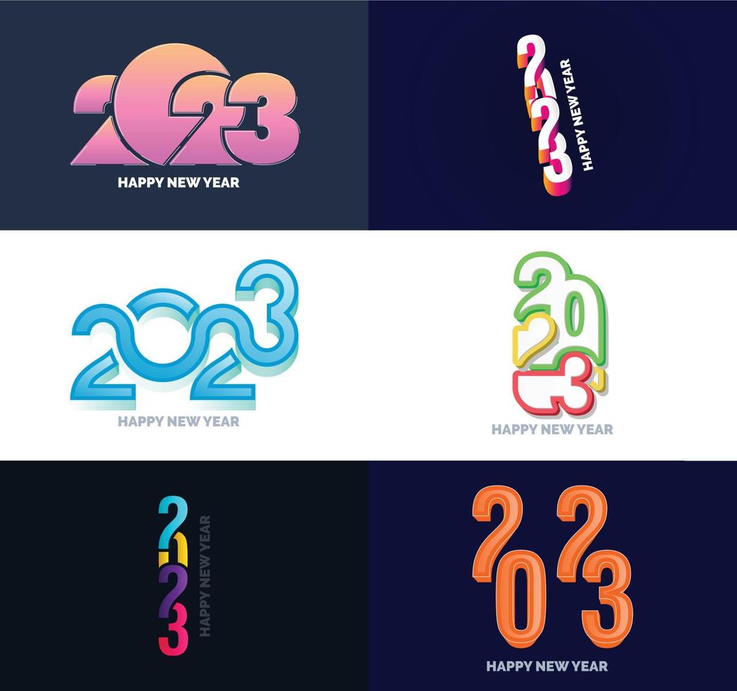 gran conjunto de 2023 feliz año nuevo diseño de texto de logotipo plantilla de diseño de número 2023 vector