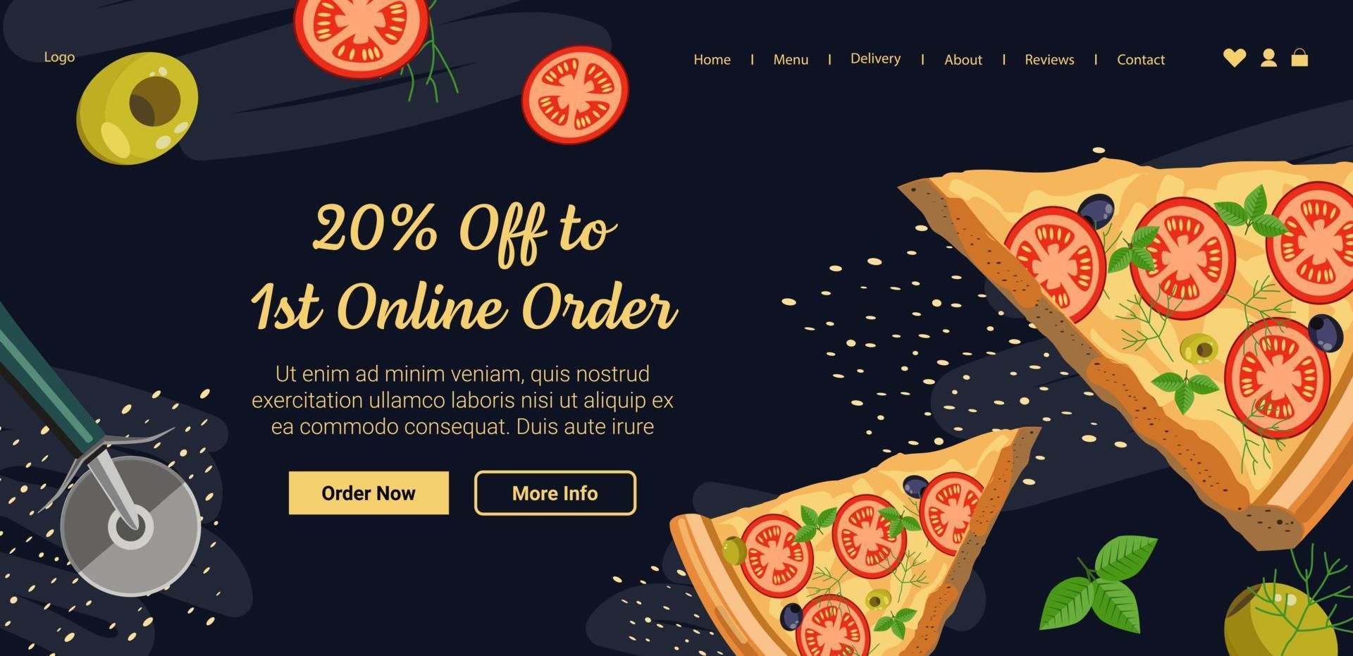 Pizza house online delivery discounted orders vector