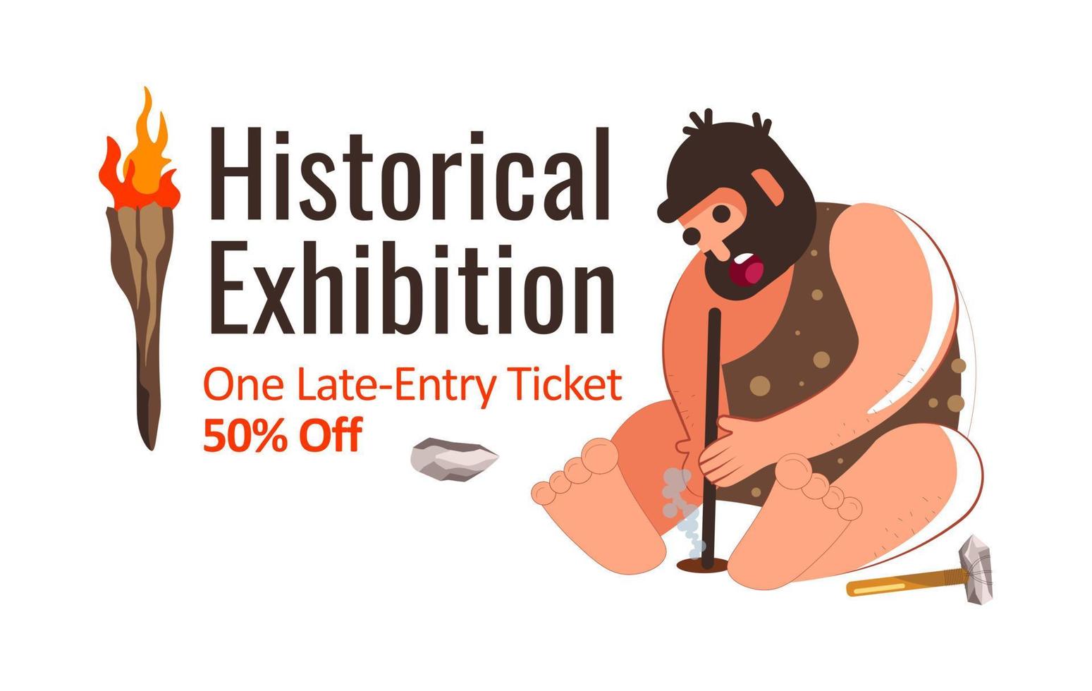 Historical exhibition entry ticket discounted vector