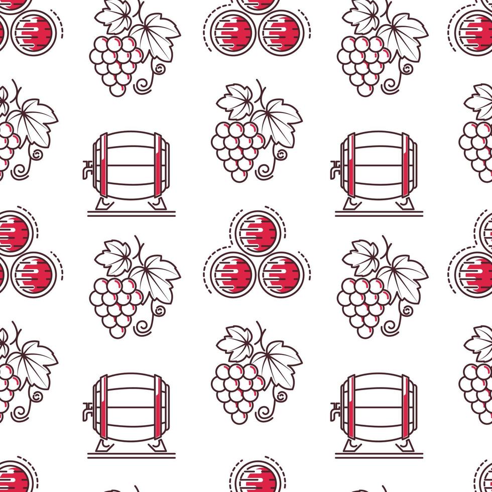 Wine tasting and making, winery seamless pattern vector