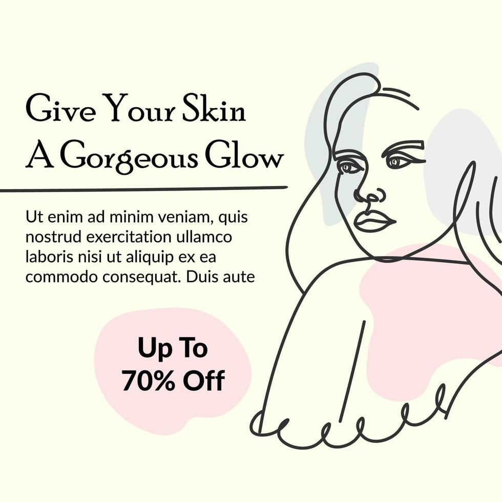 Give your skin gorgeous glow, sale on spa salon vector