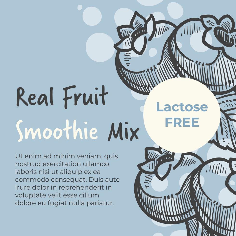 Real fruit smoothie mix, lactose free, exotic vector