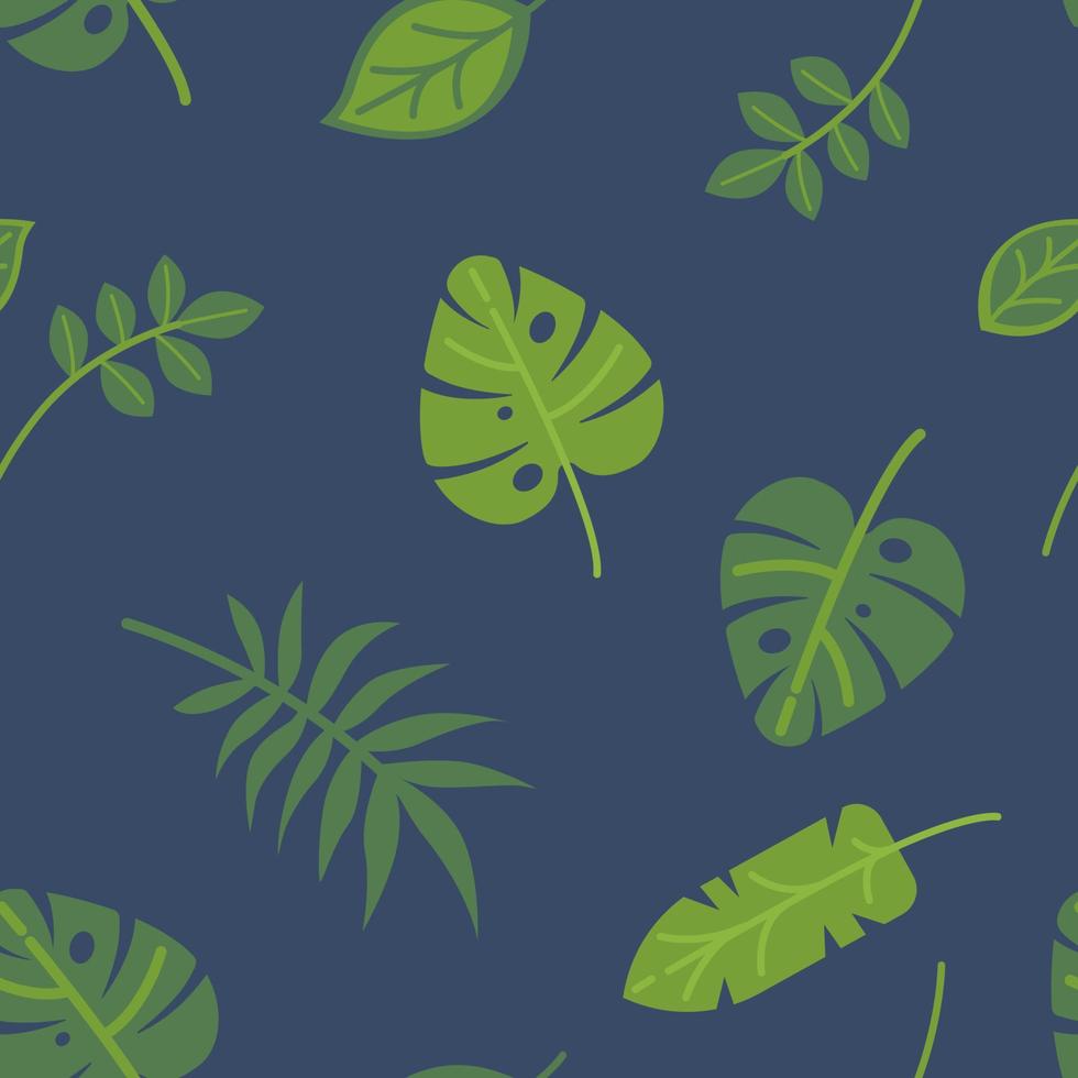 Exotic foliage pattern, monstera and banana leaf vector