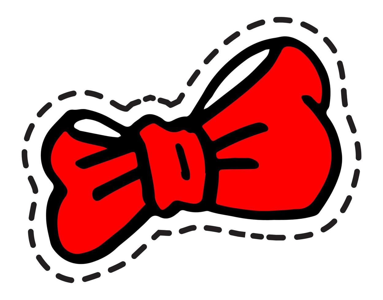 Bowtie, decorative ribbon sticker colorful doodle vector