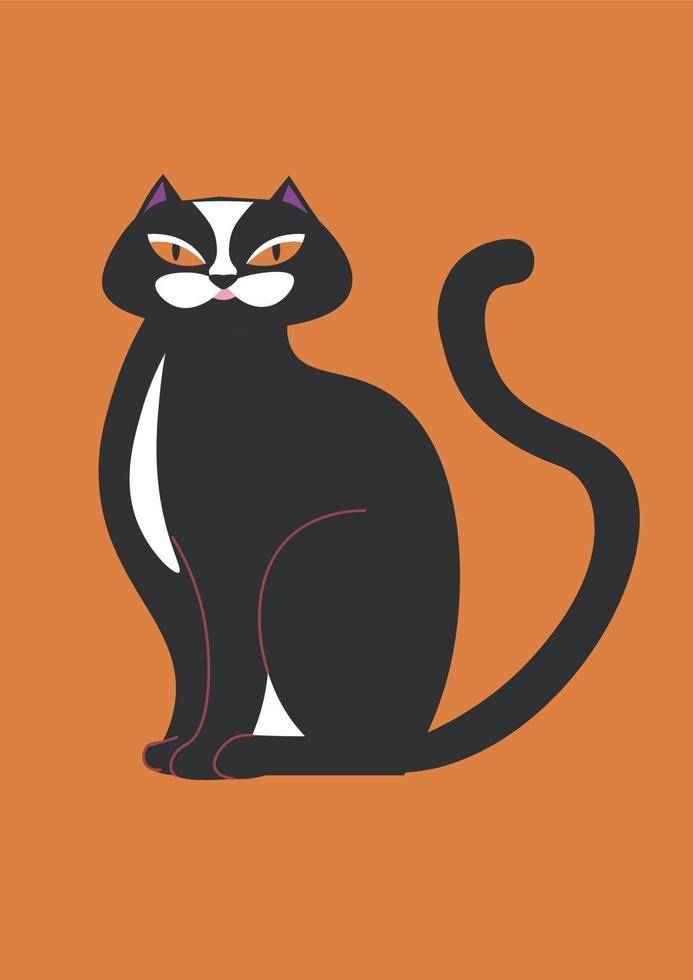 gato negro, criatura símbolo mágico, mascota doméstica vector