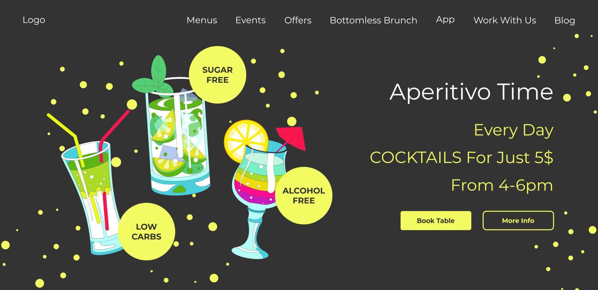 Aperitivo time, everyday cocktails on sale web vector