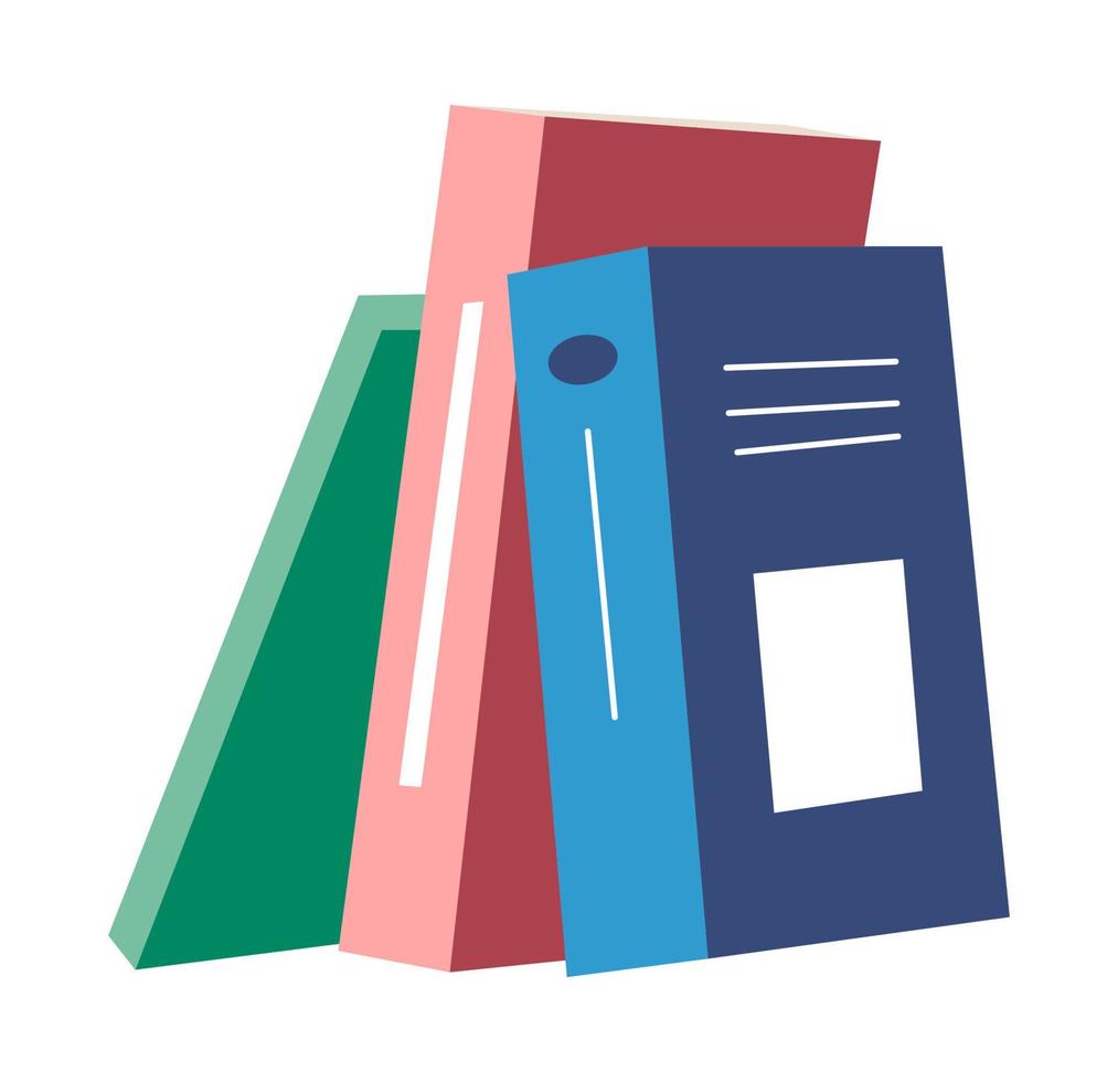 Volumes and books, textbooks and journals pile vector