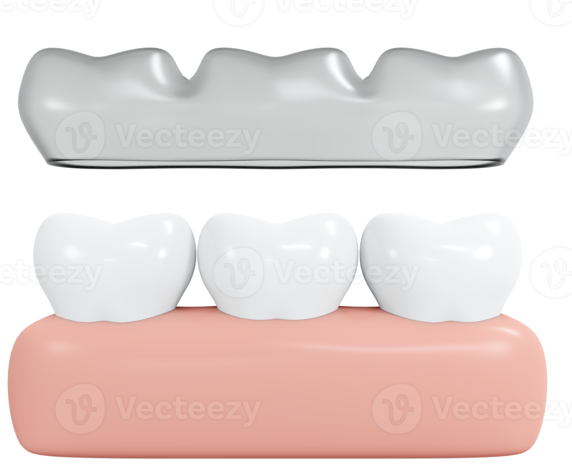 3D Rendering invisalign teeth with gum icon cartoon style. 3D Render illustration. png