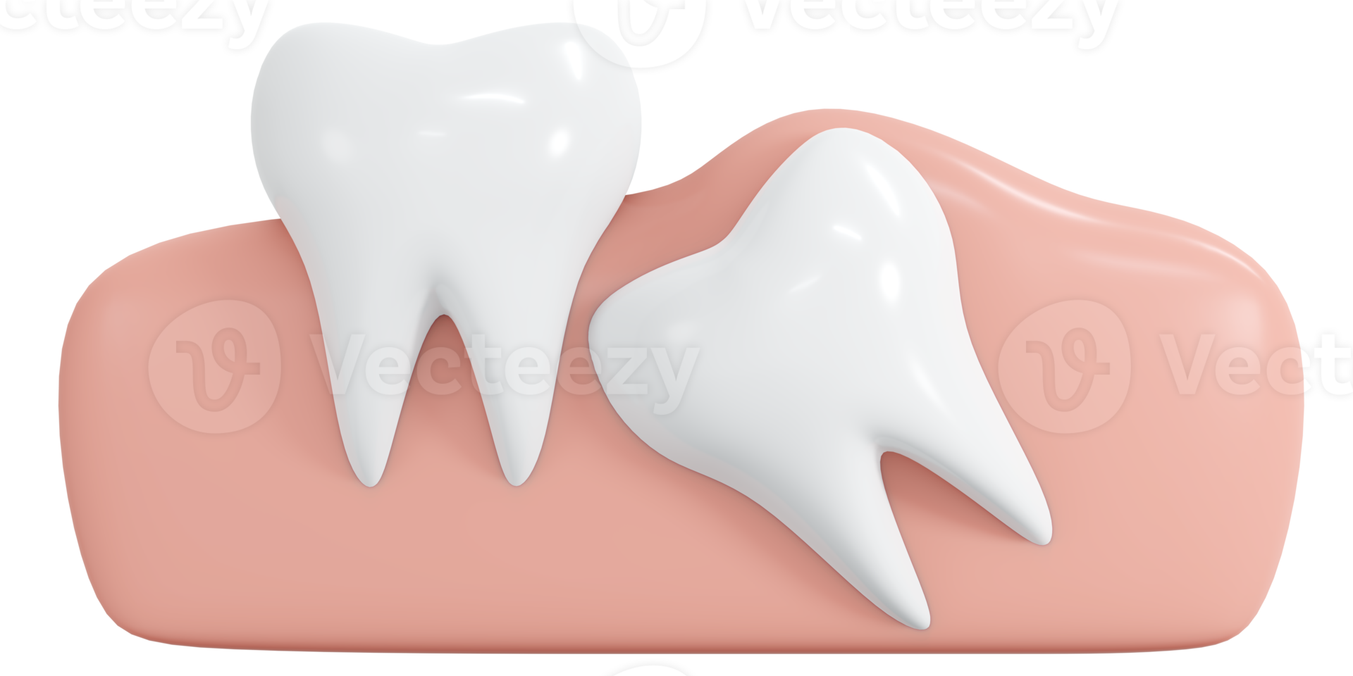 3D Rendering angular wisdom teeth icon cartoon style. 3D Render illustration. png