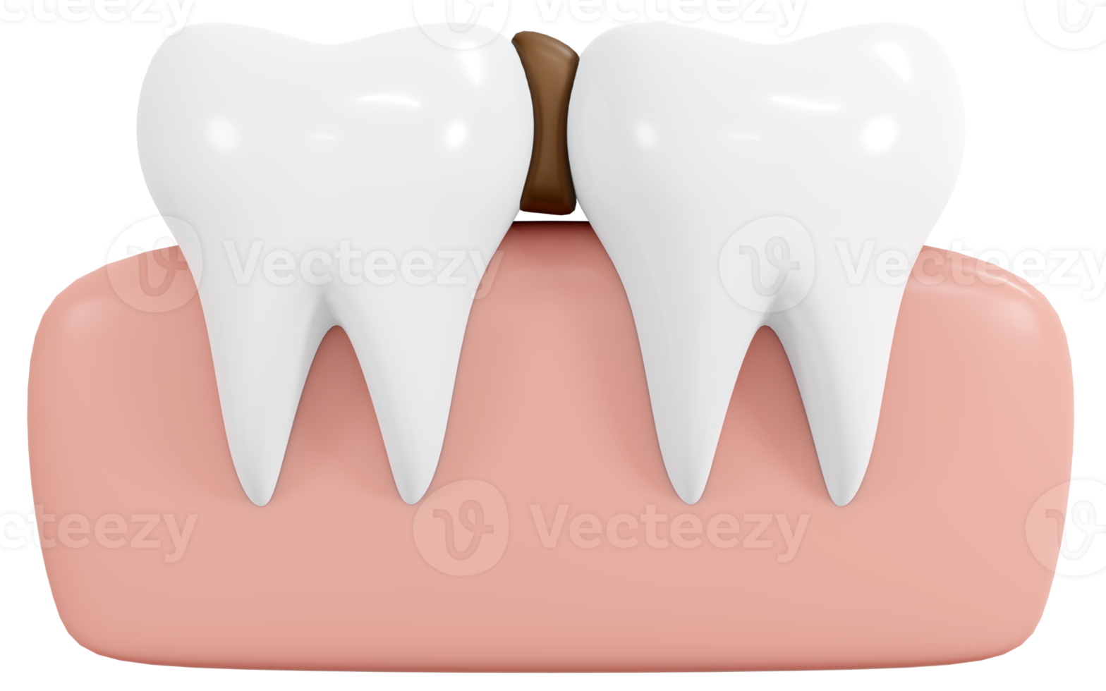 3D Rendering teeth with food stuck in between icon cartoon style. 3D Render illustration. png