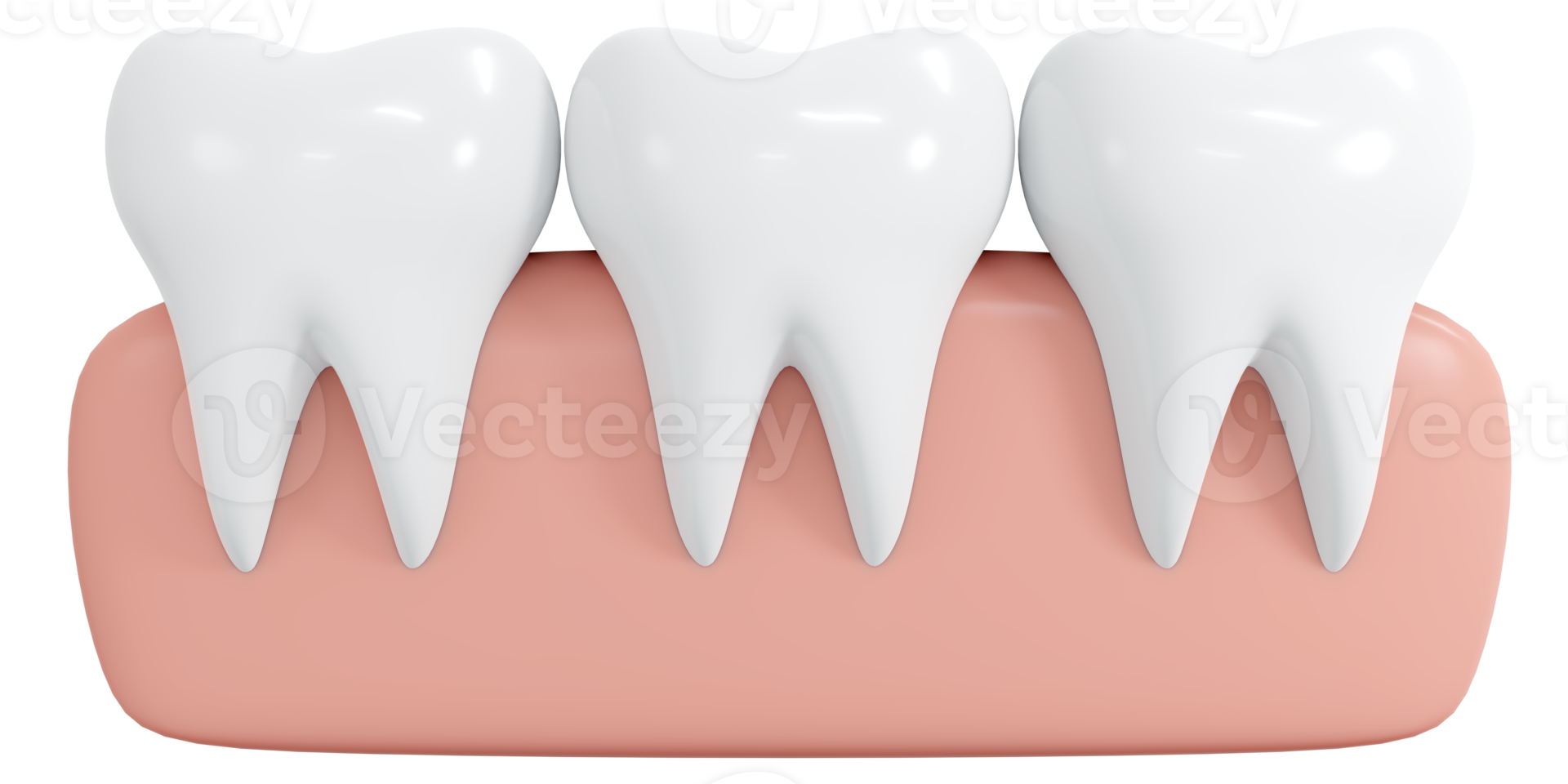 3D Rendering healthy teeth with gum icon cartoon style. 3D Render illustration. png