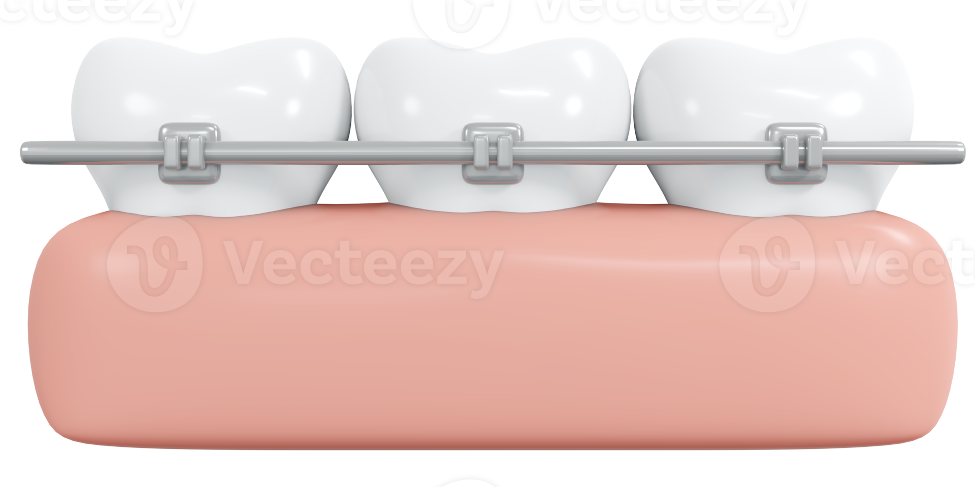 3D Rendering teeth braces icon cartoon style. 3D Render illustration. png