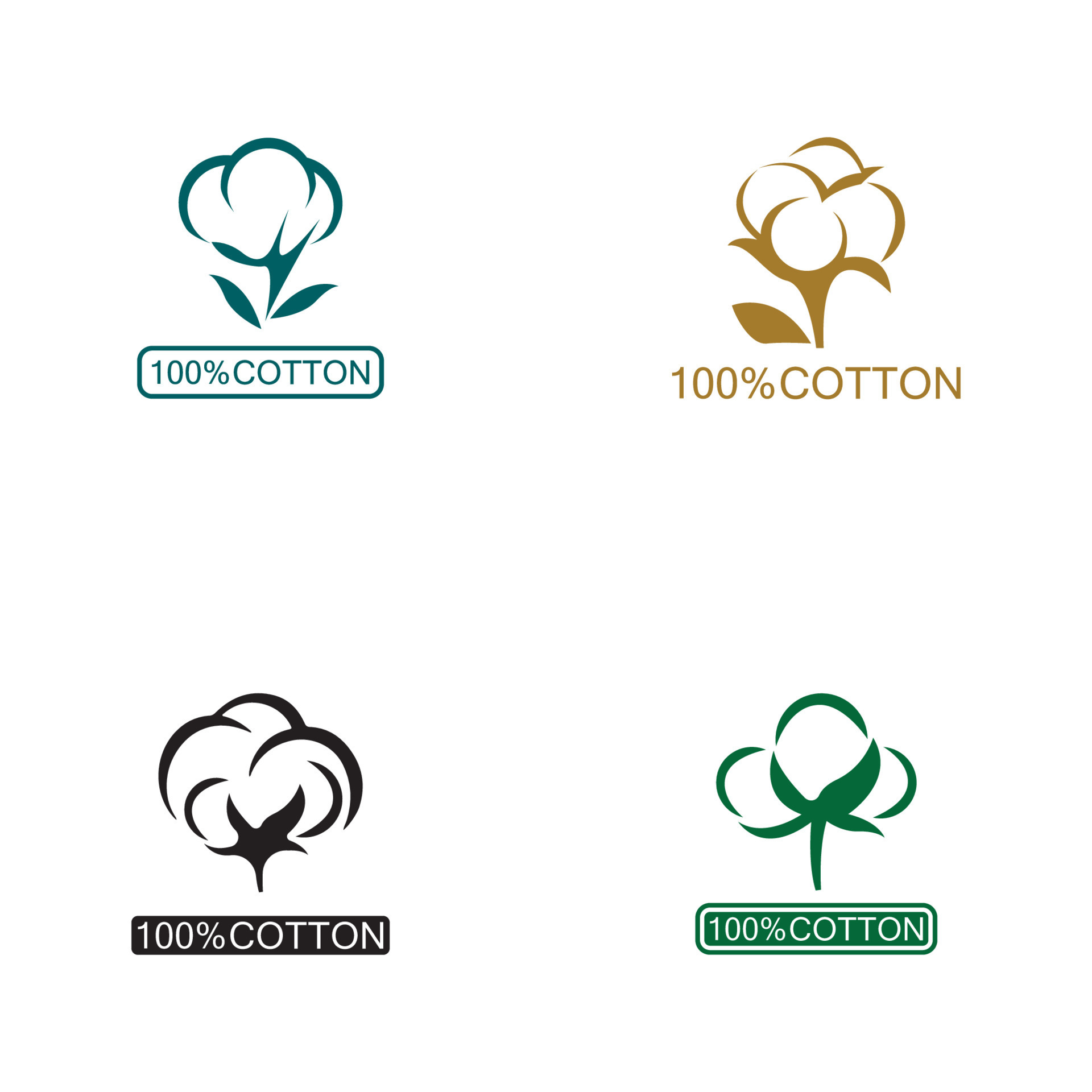 100 percent cotton icon. Natural organic cotton, pure cotton vector ...