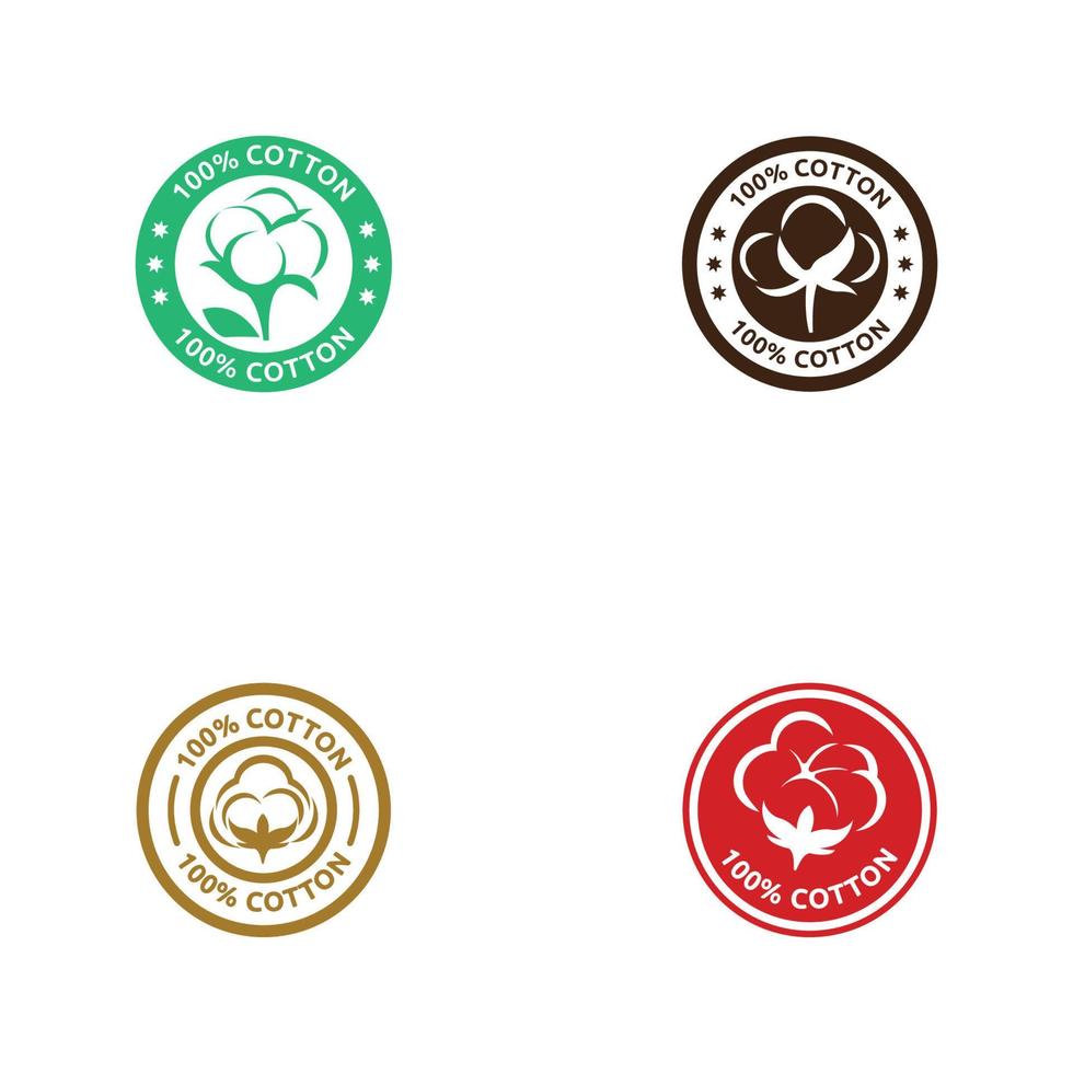 100 percent cotton icon. Natural organic cotton, pure cotton vector labels. logo vector illustration