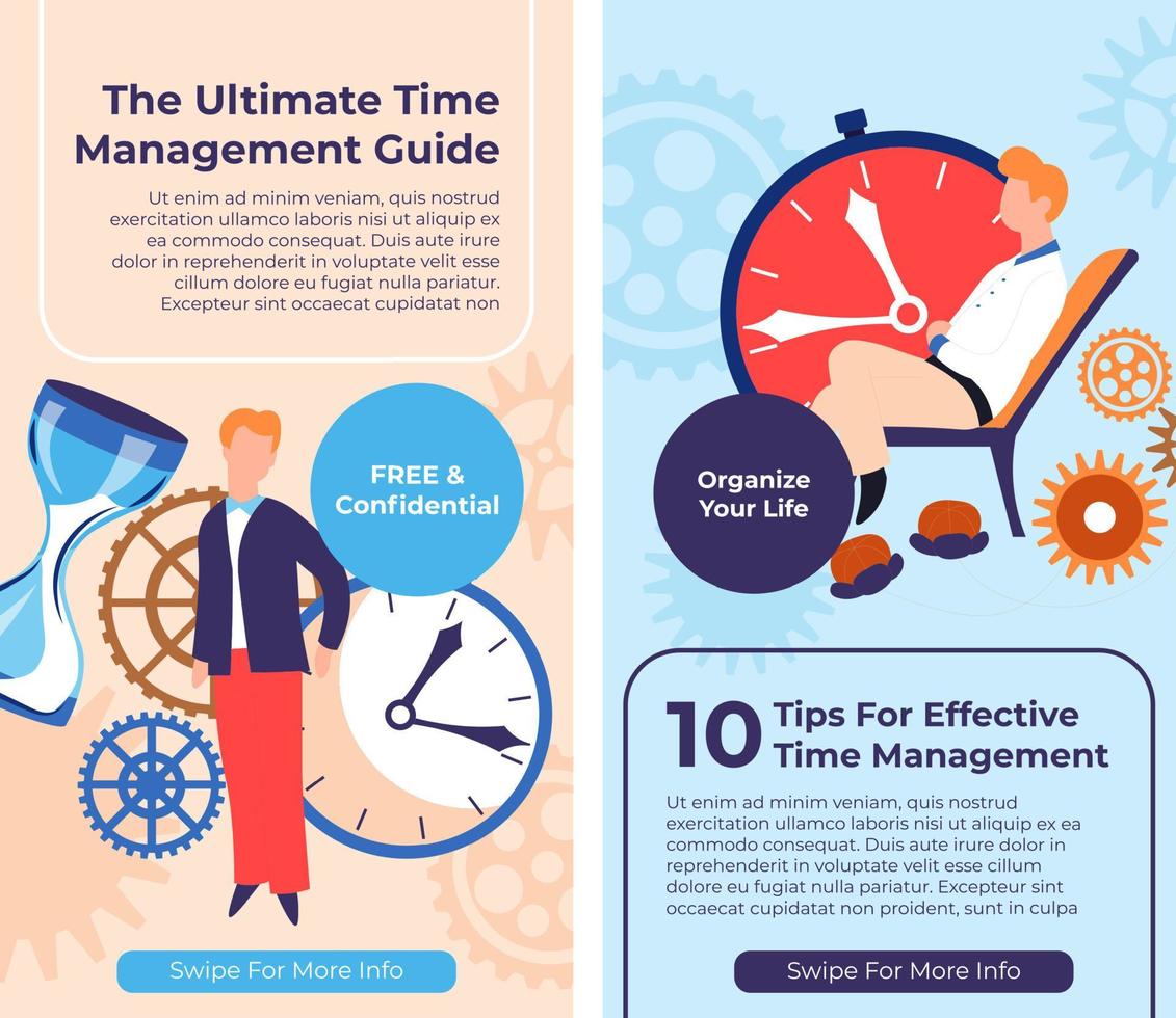 Ultimate time management guide, tips on website vector