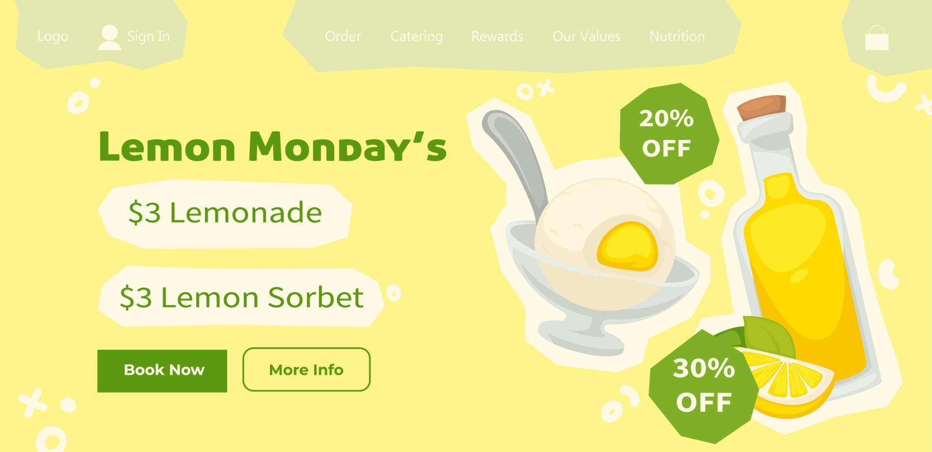 Lemon monday, buy lemonade or dessert sorbet web vector
